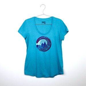 PATAGONIA | Teal Blue Graphic Scoop Neck T Shirt